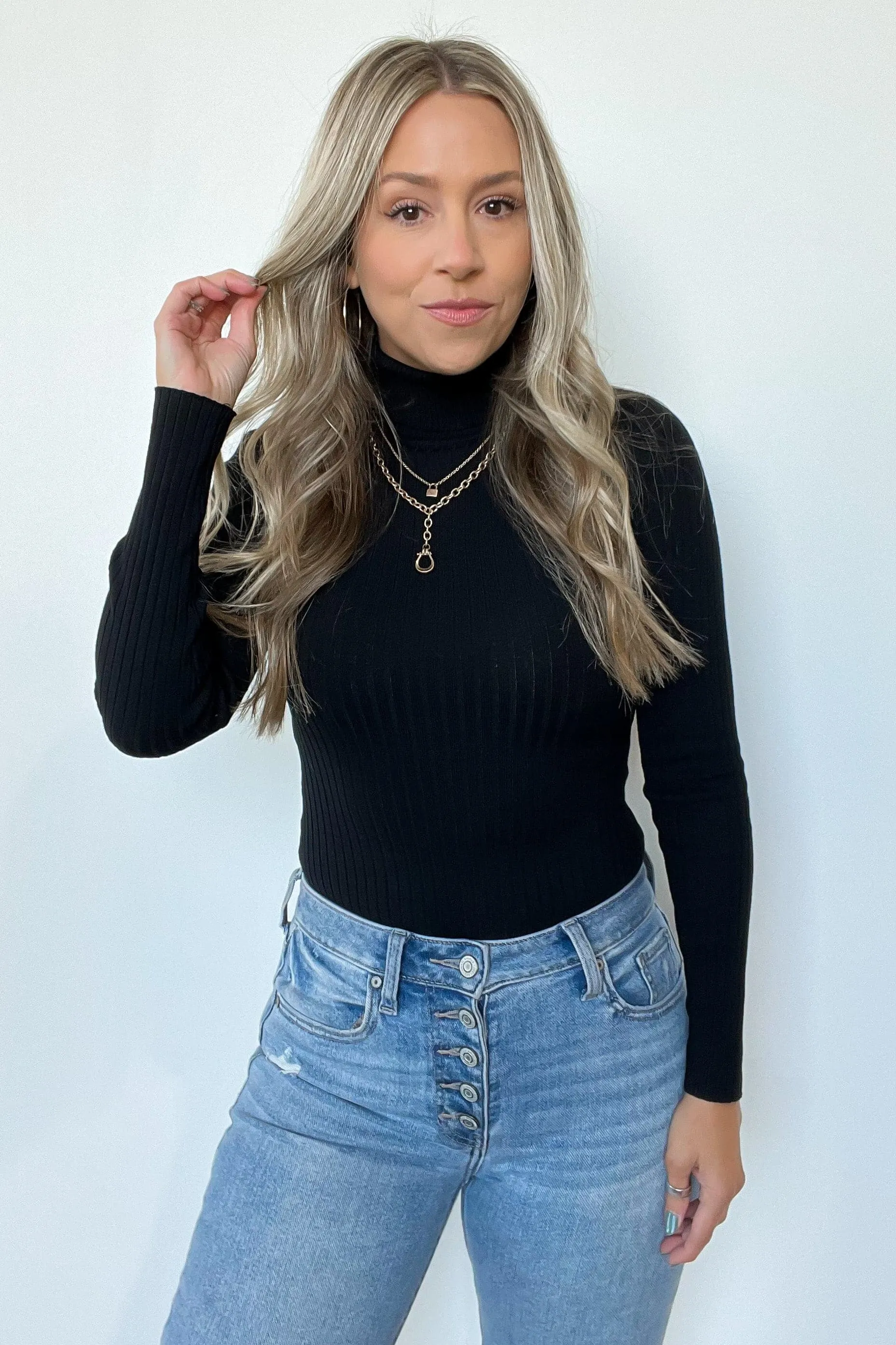 Linwood Ribbed Knit Turtleneck Bodysuit - FINAL SALE