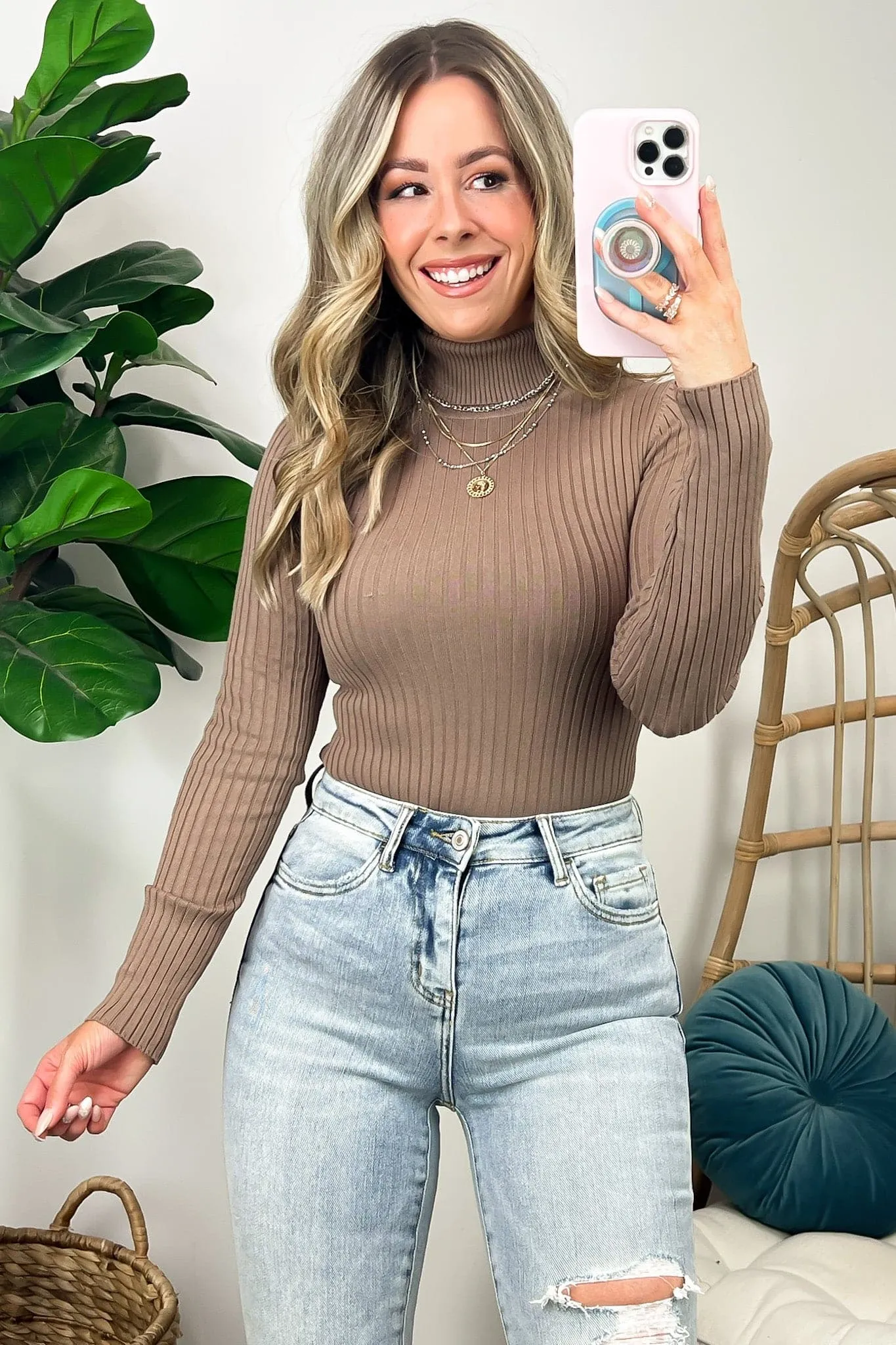 Linwood Ribbed Knit Turtleneck Bodysuit - FINAL SALE