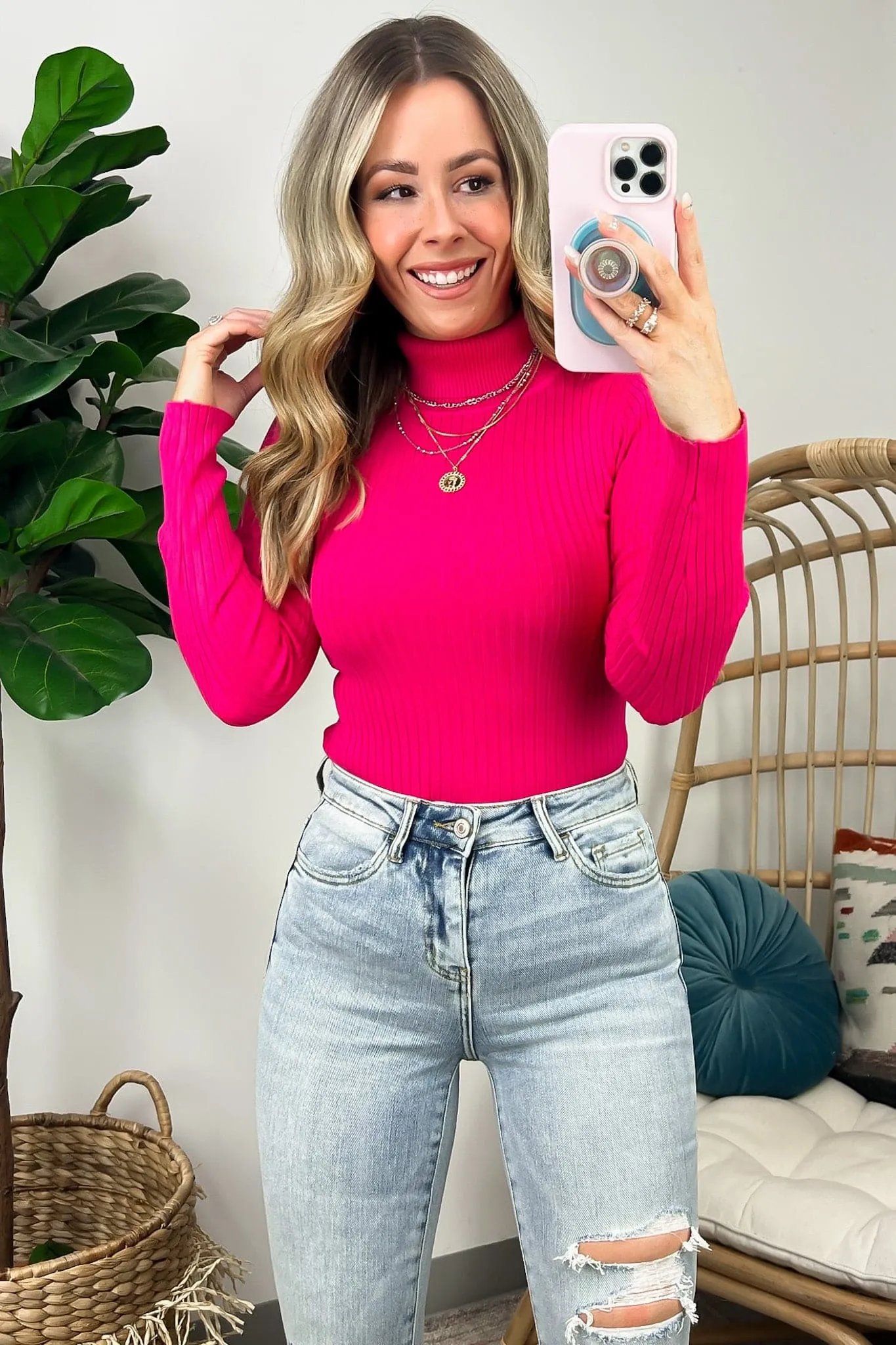 Linwood Ribbed Knit Turtleneck Bodysuit - FINAL SALE