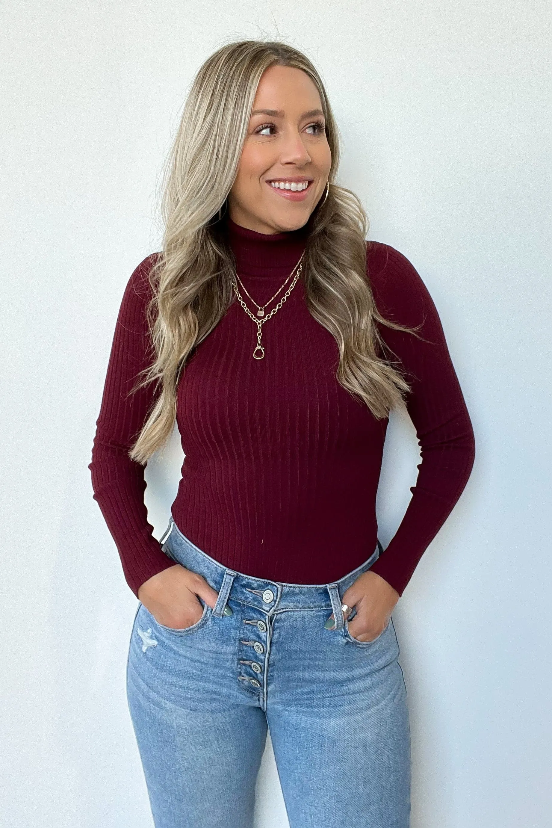 Linwood Ribbed Knit Turtleneck Bodysuit - FINAL SALE