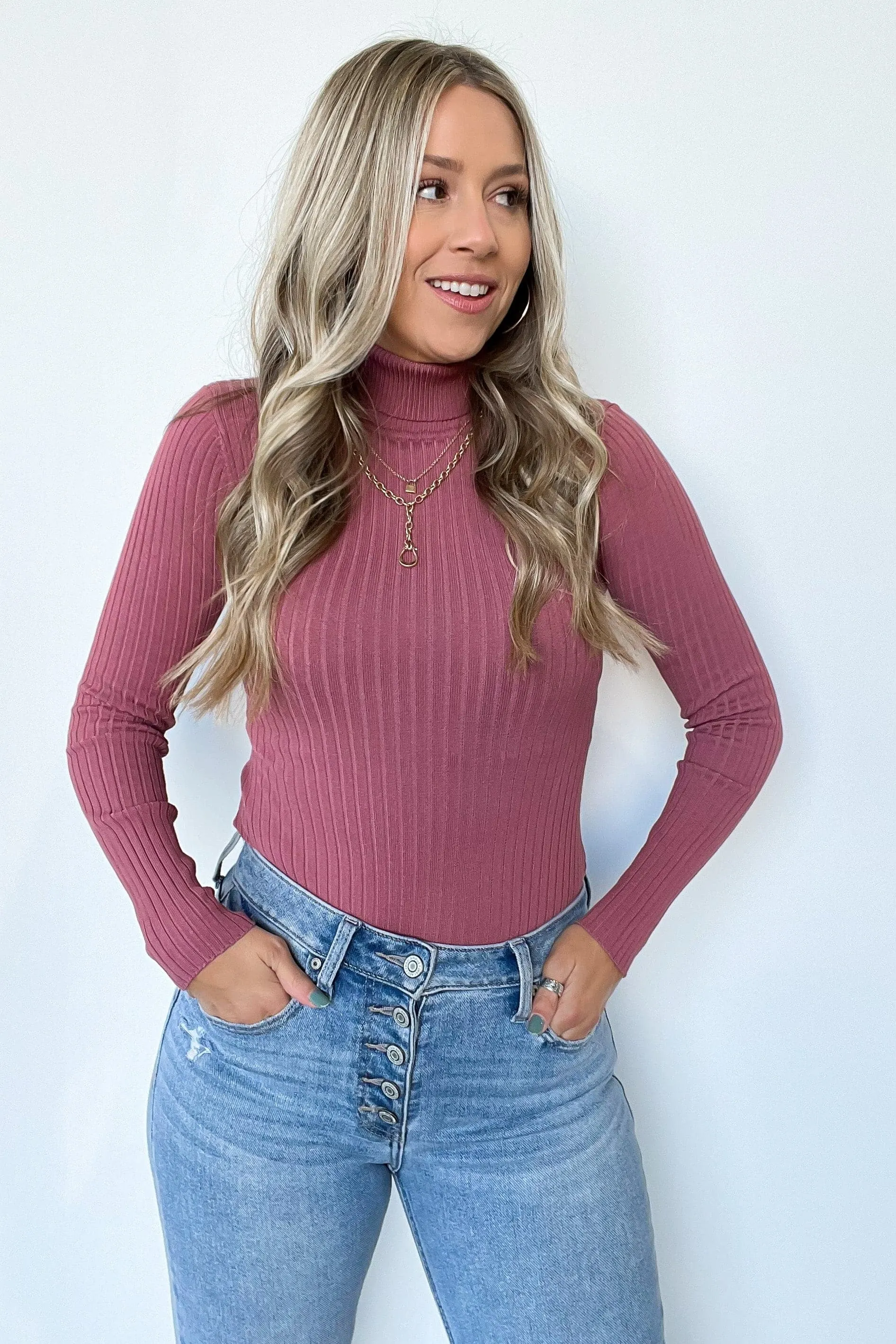 Linwood Ribbed Knit Turtleneck Bodysuit - FINAL SALE