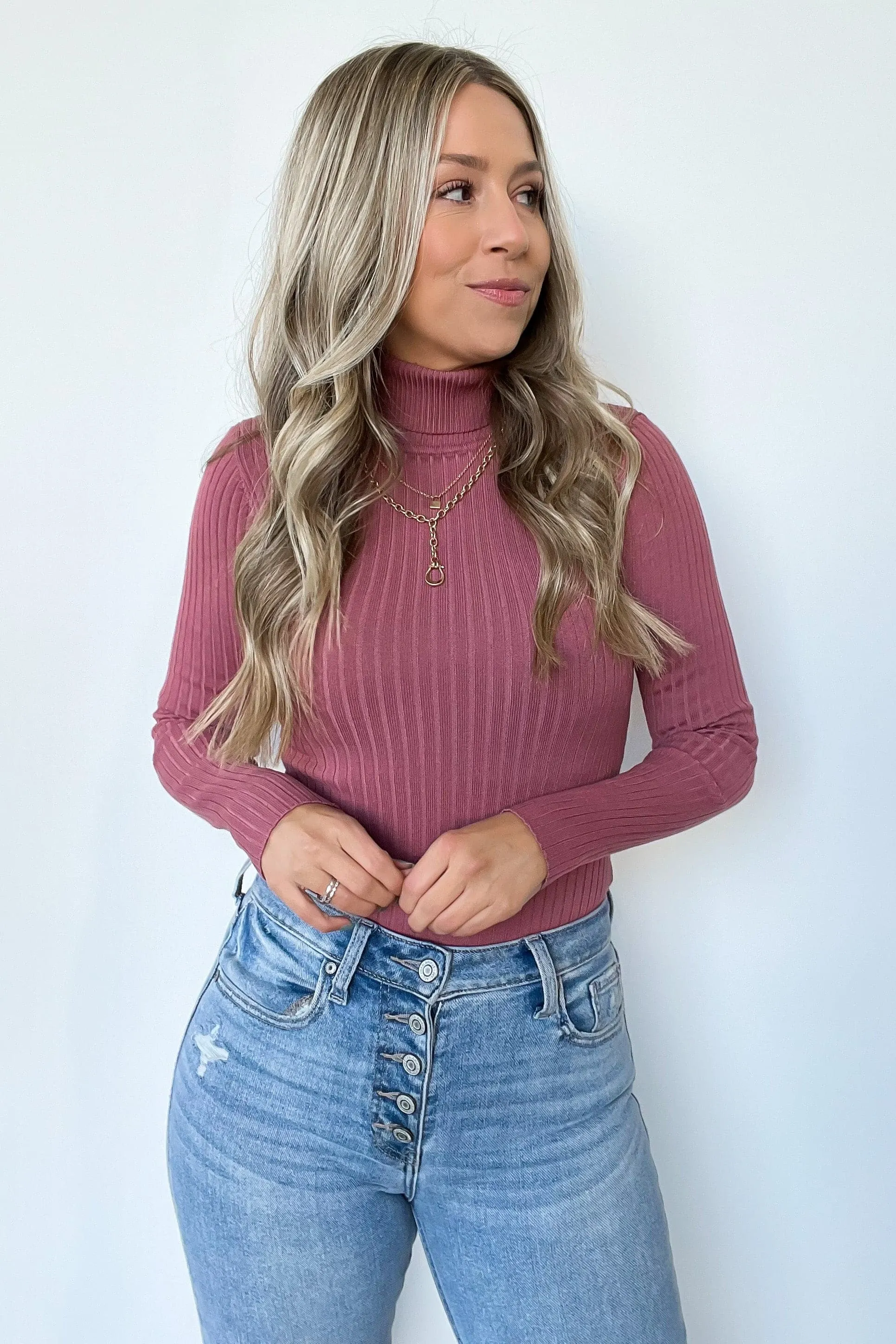 Linwood Ribbed Knit Turtleneck Bodysuit - FINAL SALE