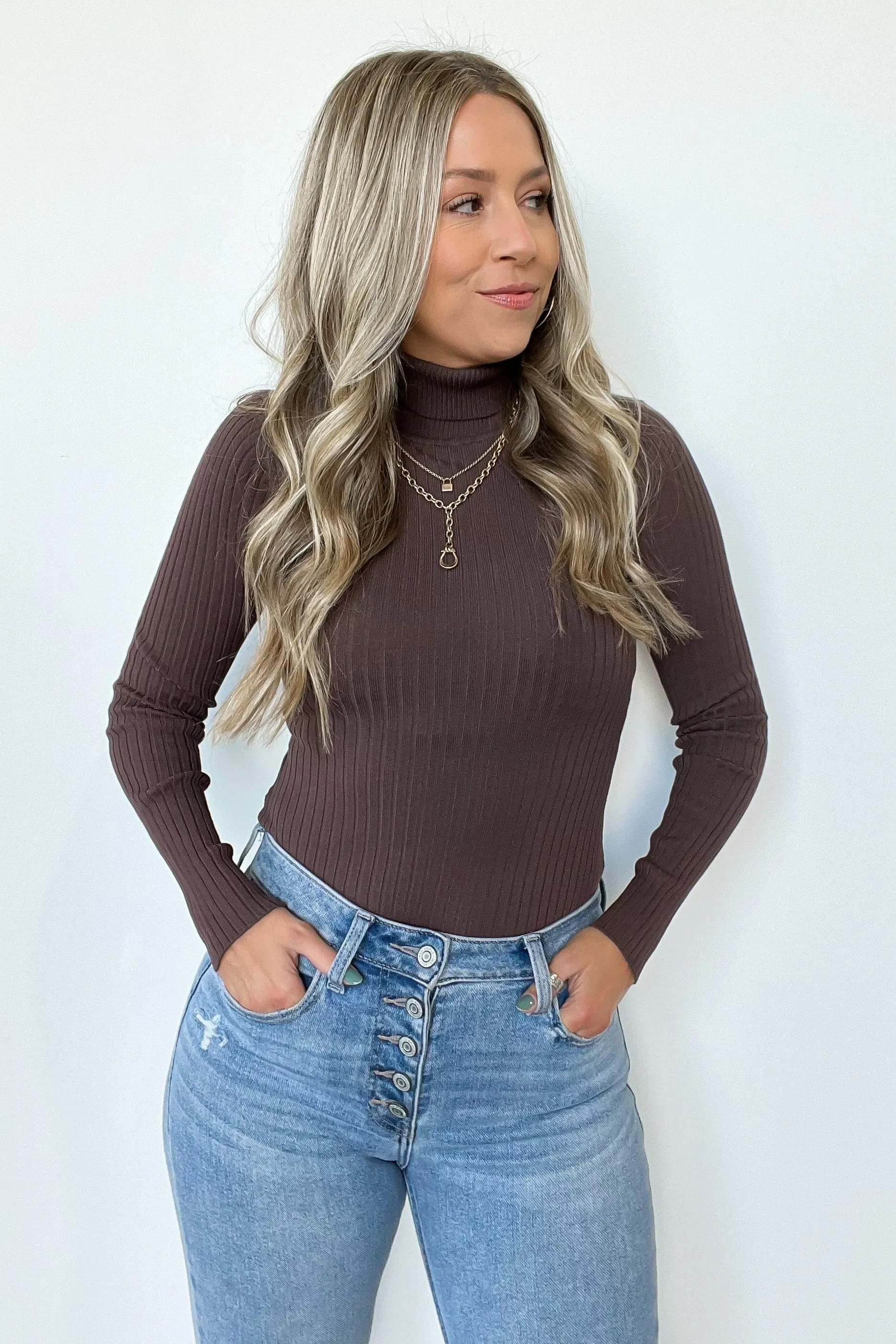 Linwood Ribbed Knit Turtleneck Bodysuit - FINAL SALE