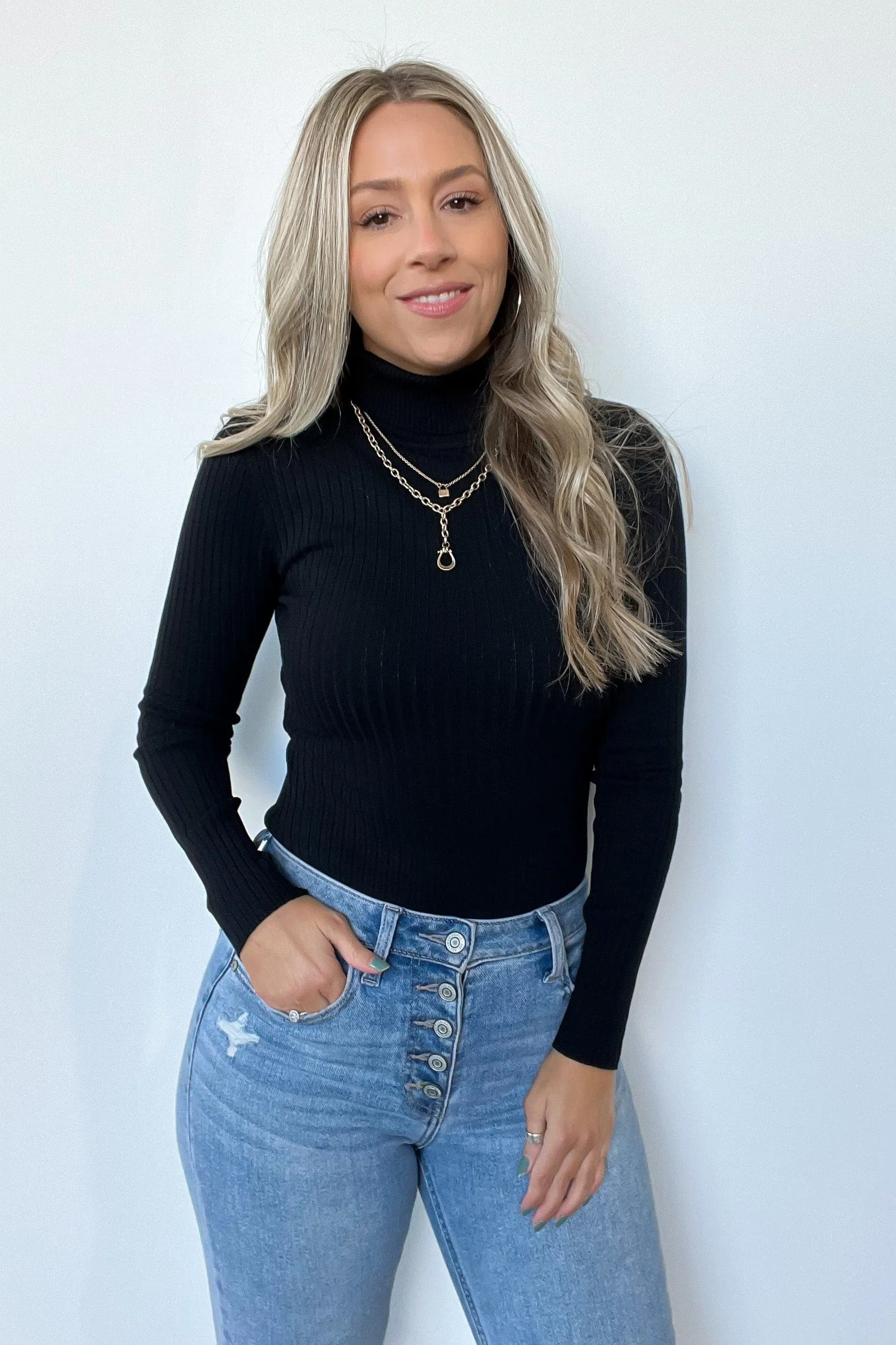 Linwood Ribbed Knit Turtleneck Bodysuit - FINAL SALE