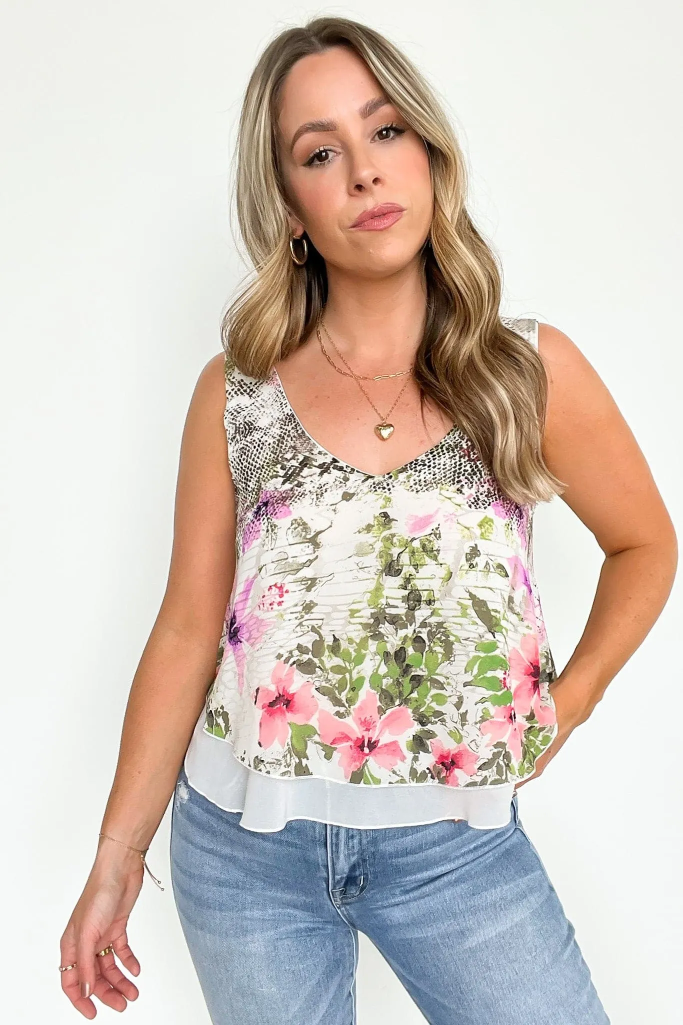 Lovely Entrance Flounce Floral Print Top - FINAL SALE