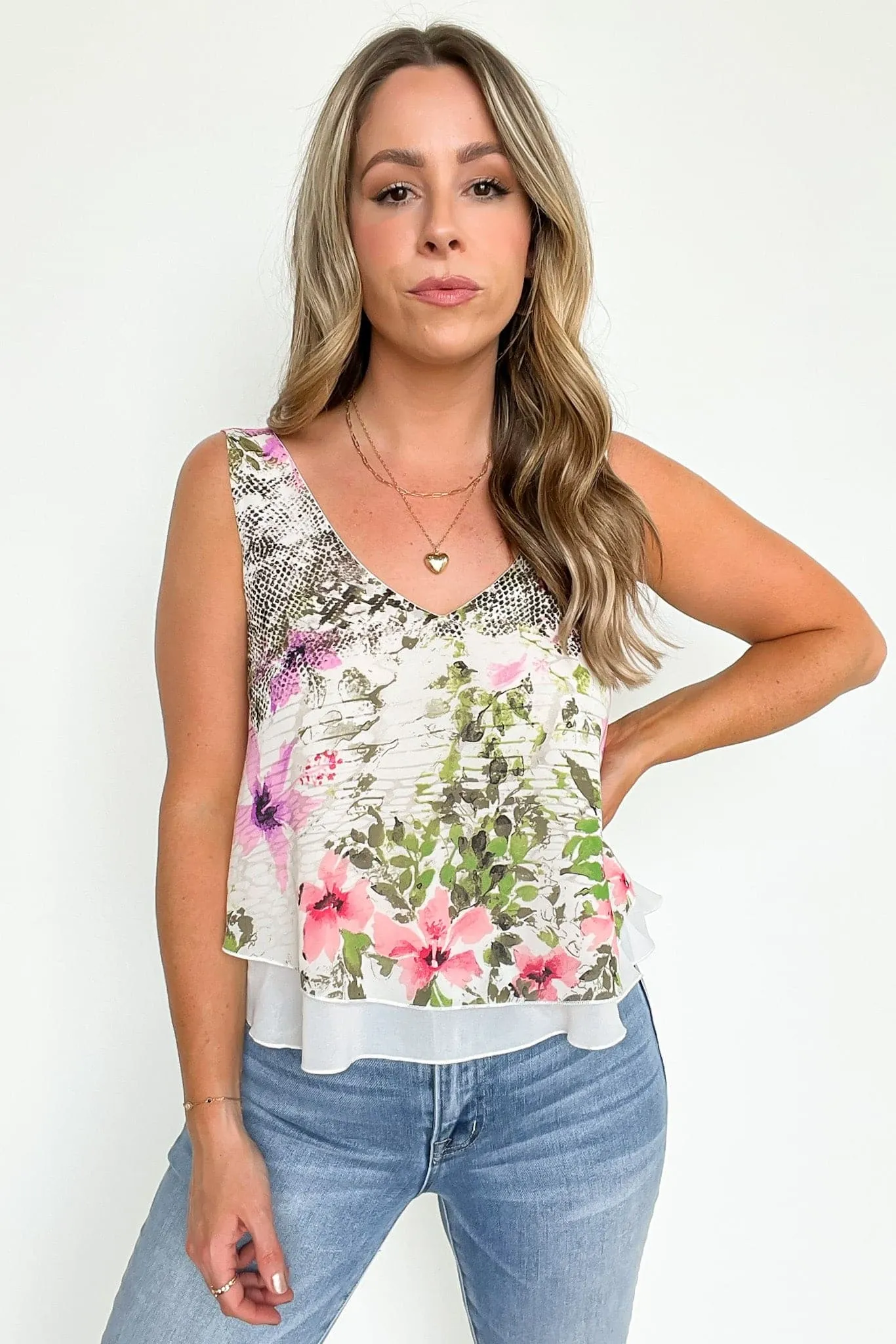 Lovely Entrance Flounce Floral Print Top - FINAL SALE
