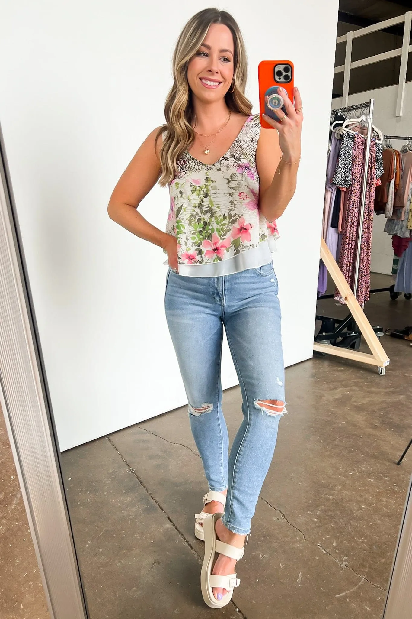 Lovely Entrance Flounce Floral Print Top - FINAL SALE