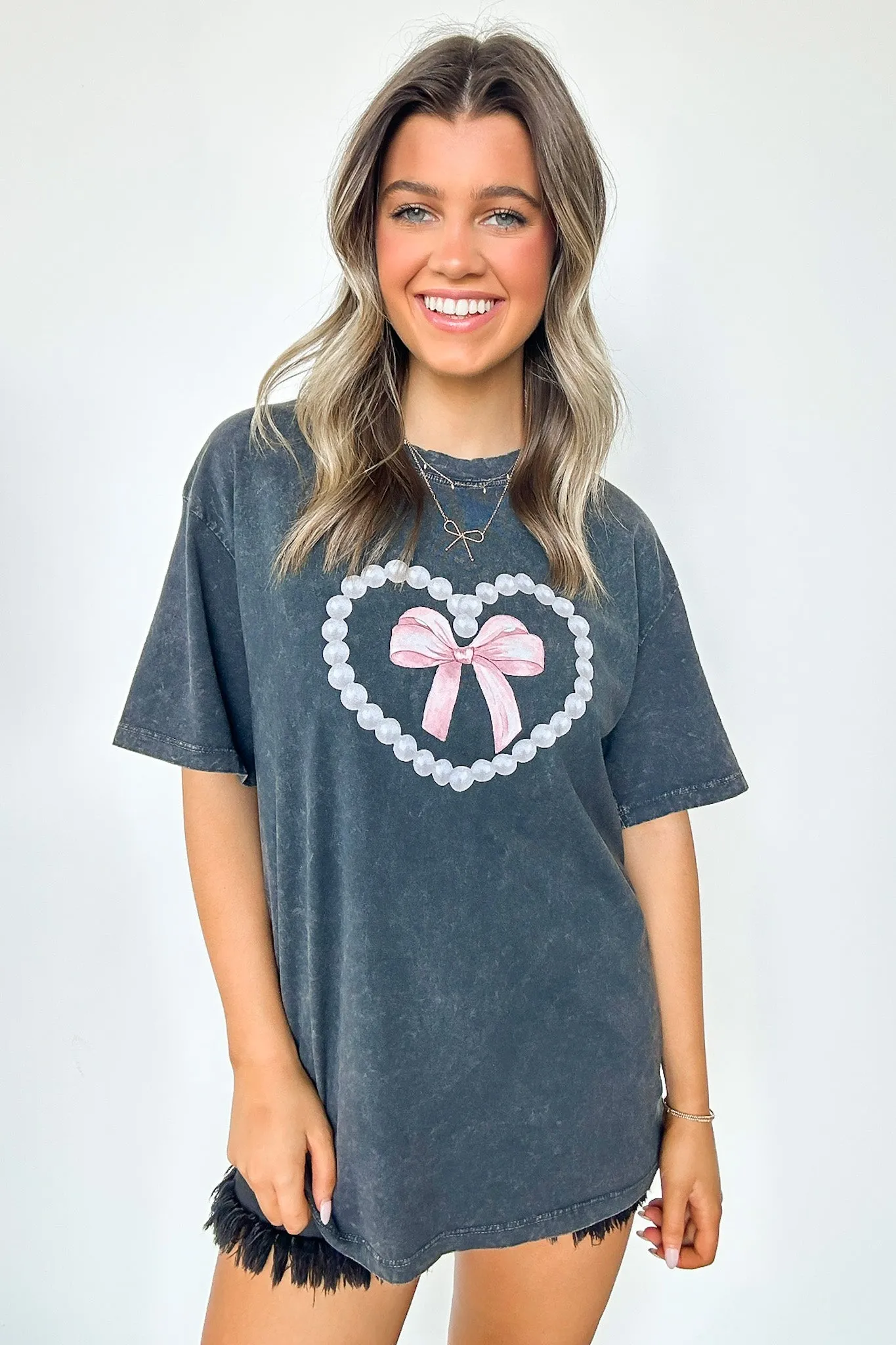 Pearls and Bows Vintage Graphic Tee - FINAL SALE