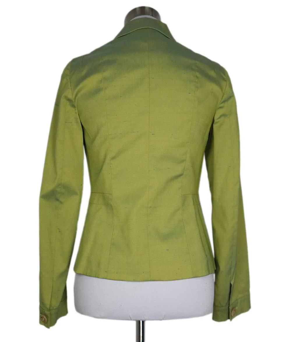 Piazza Sempione Lime Green Silk Blazer sz 6