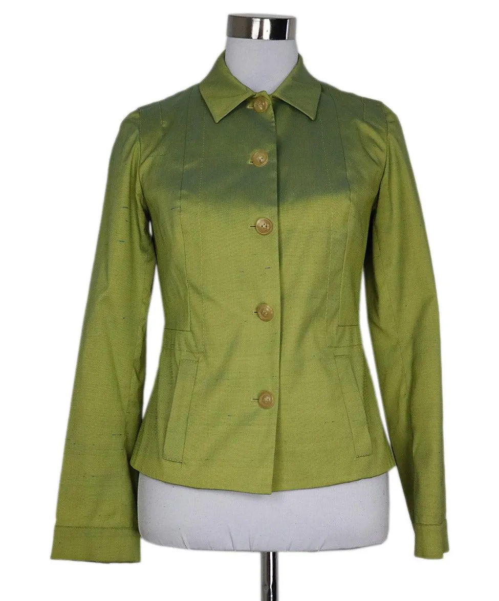 Piazza Sempione Lime Green Silk Blazer sz 6
