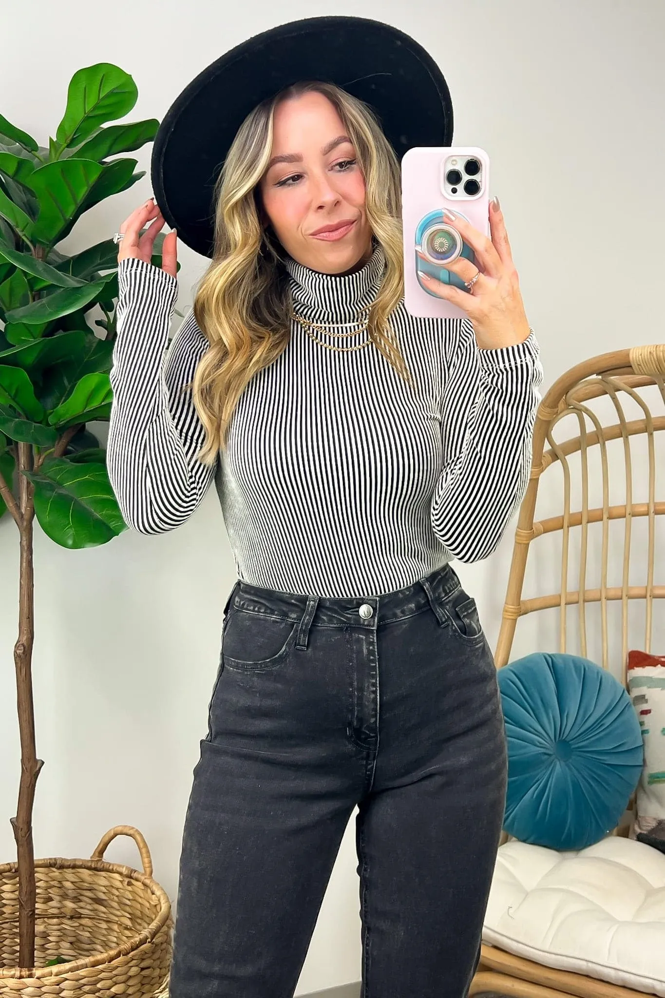Pure Charm Ribbed Turtleneck Top - FINAL SALE