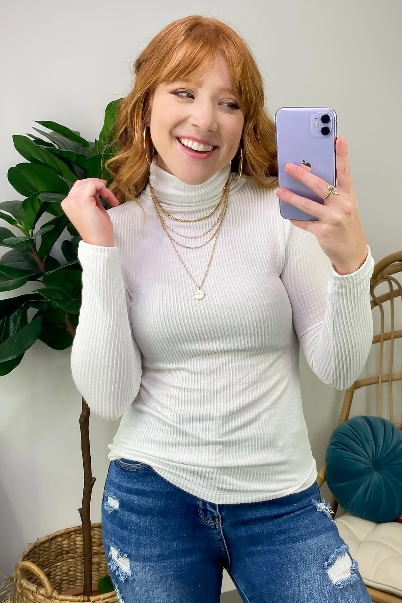 Pure Charm Ribbed Turtleneck Top - FINAL SALE