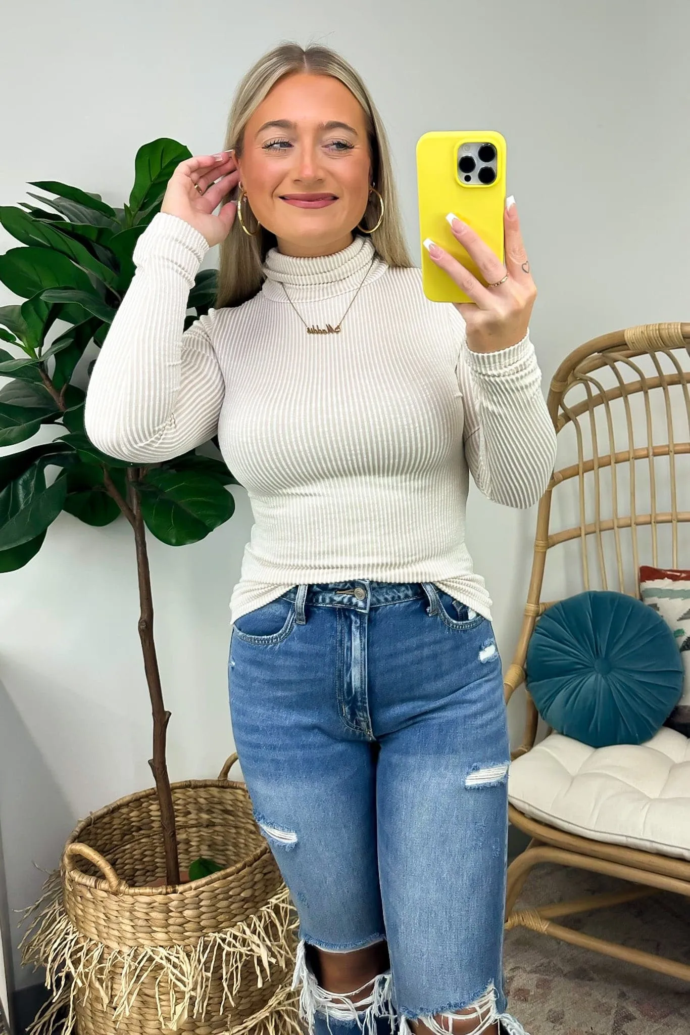 Pure Charm Ribbed Turtleneck Top - FINAL SALE