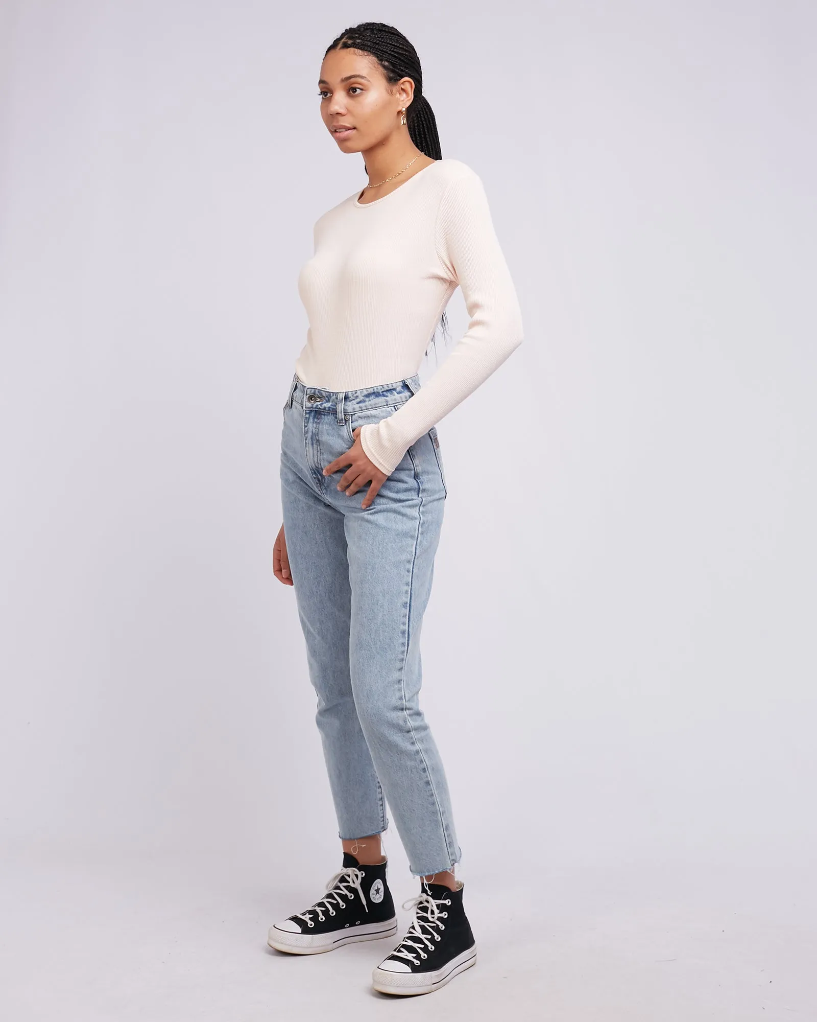 Rib Long Sleeve 3pk Wht/Blk/Ppnk