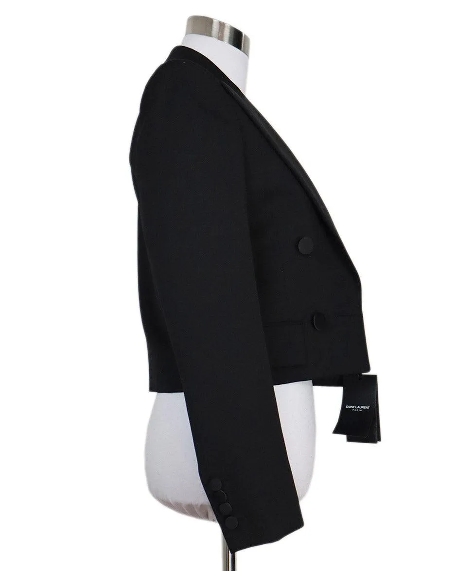 Saint Laurent Black Cropped Tuxedo Jacket sz 4