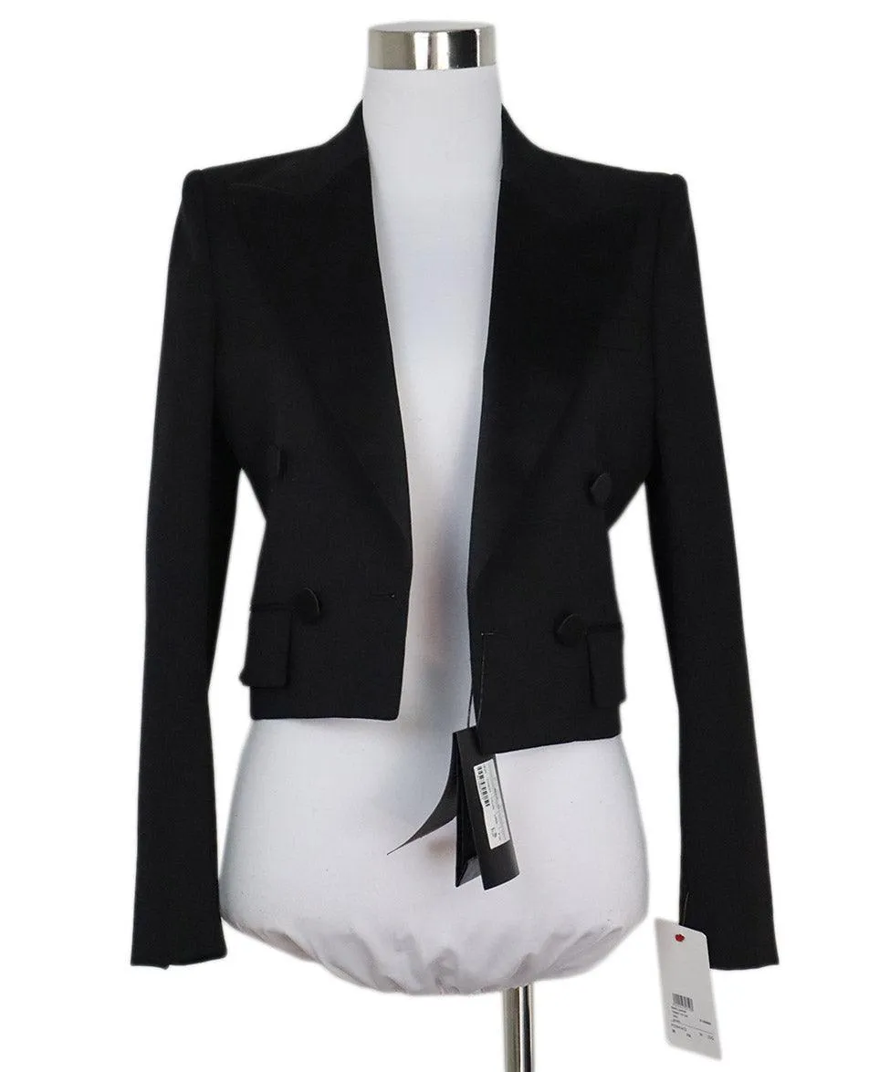Saint Laurent Black Cropped Tuxedo Jacket sz 4