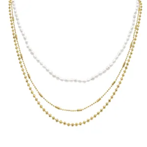 Seed Pearl Layerd Necklace gold