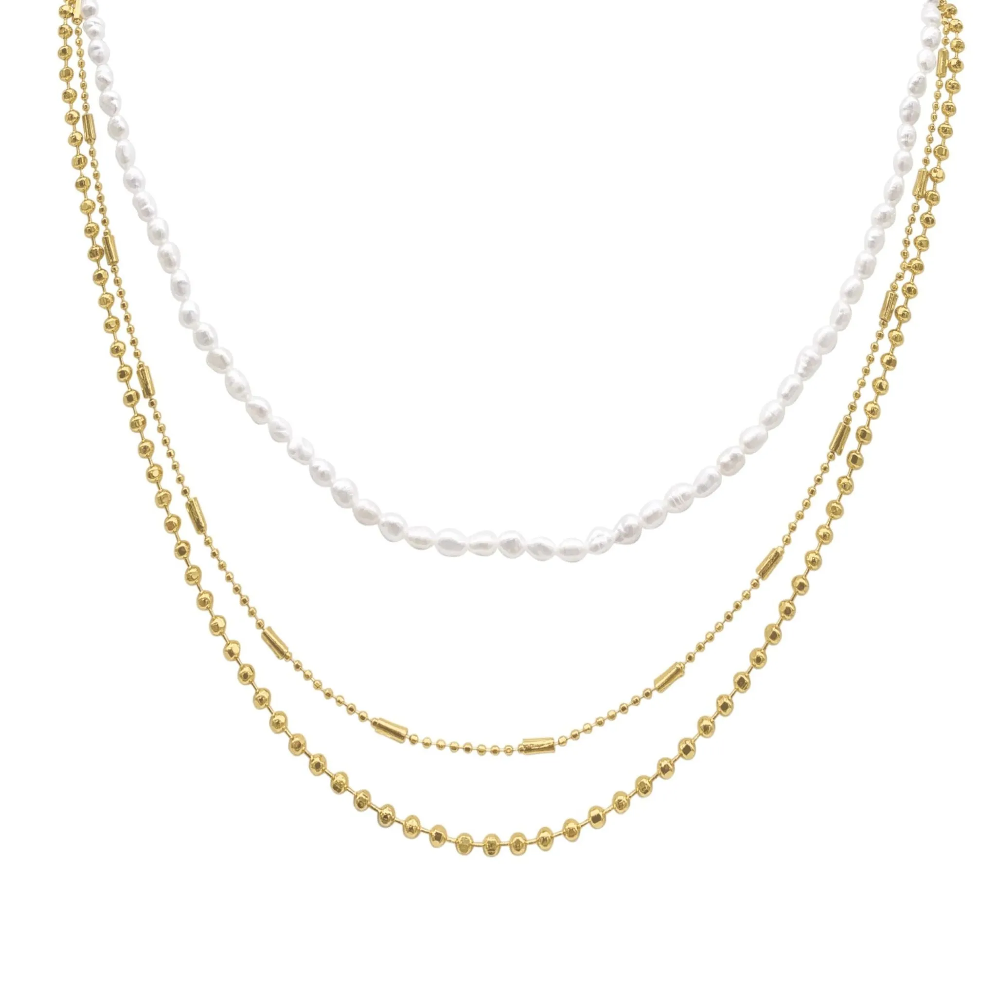 Seed Pearl Layerd Necklace gold