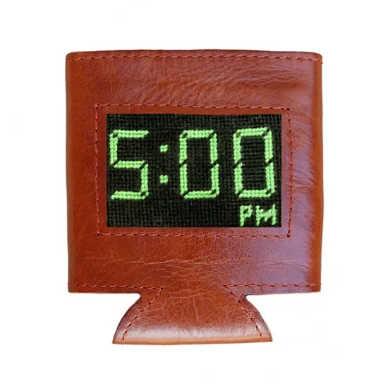 Smathers & Branson Five O'Clock Needlepoint Can Cooler - Black