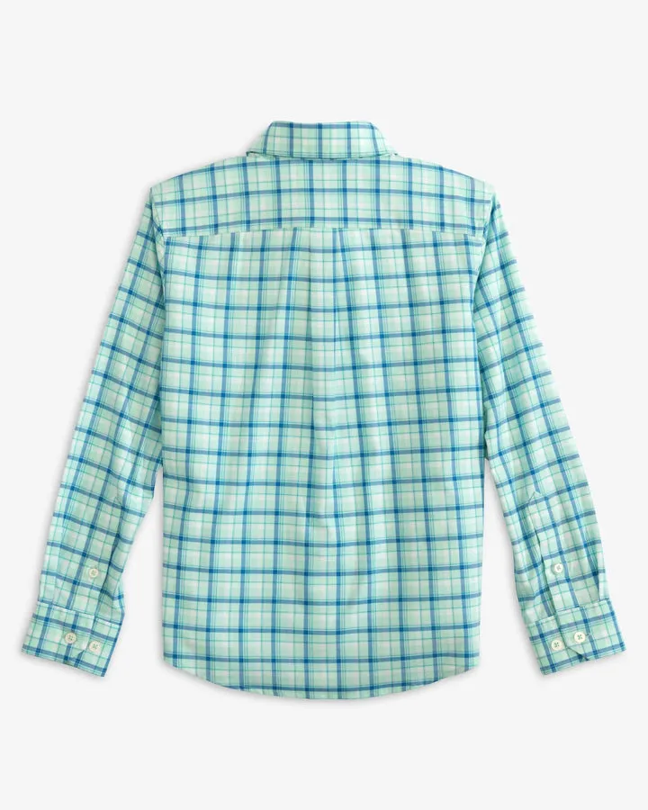 Southern Tide Boys Skipjack Palermo Plaid Sport Shirt - Baltic Teal