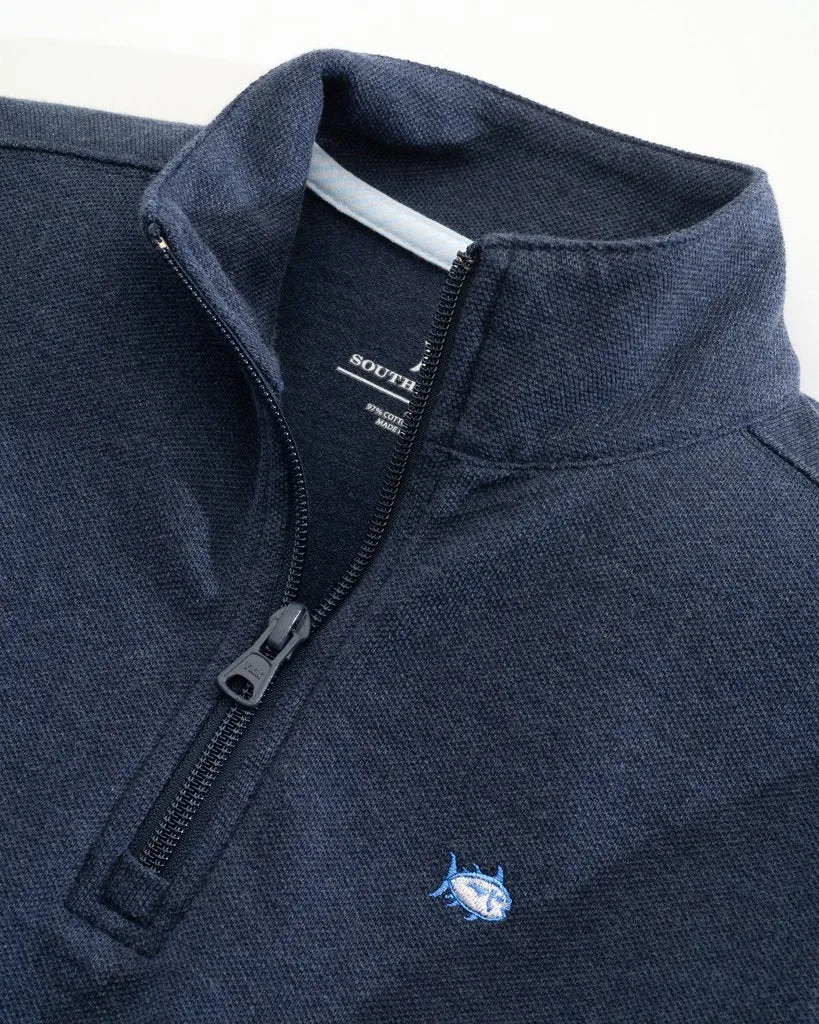 Southern Tide Boy's Skipjack Quarter Zip Pullover - Heather True Navy