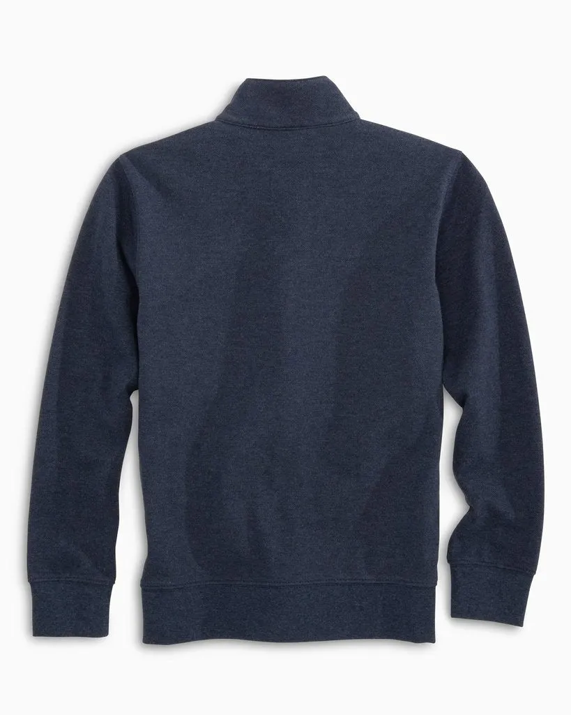 Southern Tide Boy's Skipjack Quarter Zip Pullover - Heather True Navy