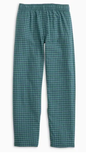 Southern Tide Kids Seaboard Gingham Lounge Pants - Heather Evening Emerald