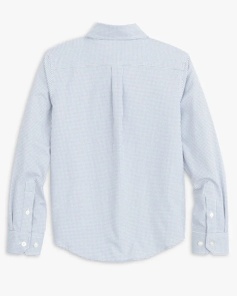 Southern Tide Youth Rosemont Tattersall Intercoastal Sport Shirt - Seven Seas Blue