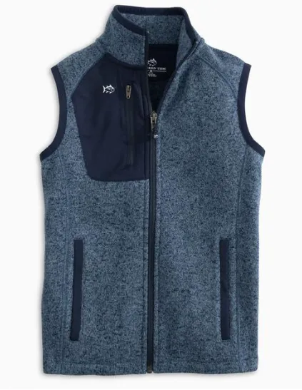 Southern Tide Youth/Kids Lido Deck Fleece Vest - Heather Navy