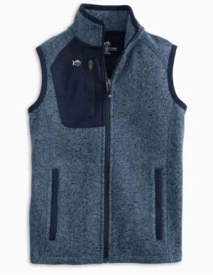 Southern Tide Youth/Kids Lido Deck Fleece Vest - Heather Navy