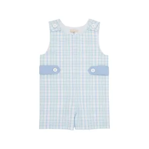 The Beaufort Bonnet Company Infant's Jack Keene Jon Jon - Turks Teal Sewanee Seersucker with Beale Street Blue