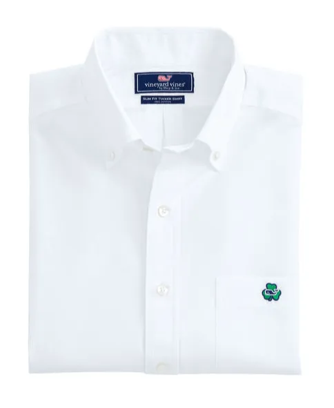 Vineyard Vines Lucky Clover Slim Tucker Shirt - White Cap