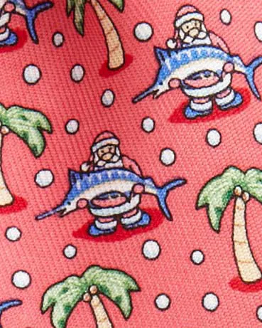 Vineyard Vines Santa Marlin Silk Tie - Raspberry