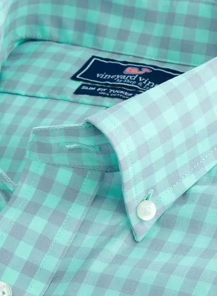Vineyard Vines West Cay Gingham Slim Tucker Shirt - Marina