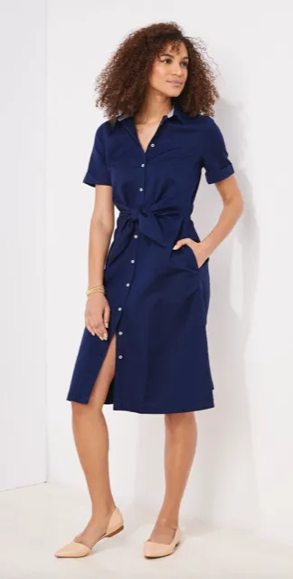 Vineyard Vines Westerly Tie-Front Linen Dress - Deep Bay