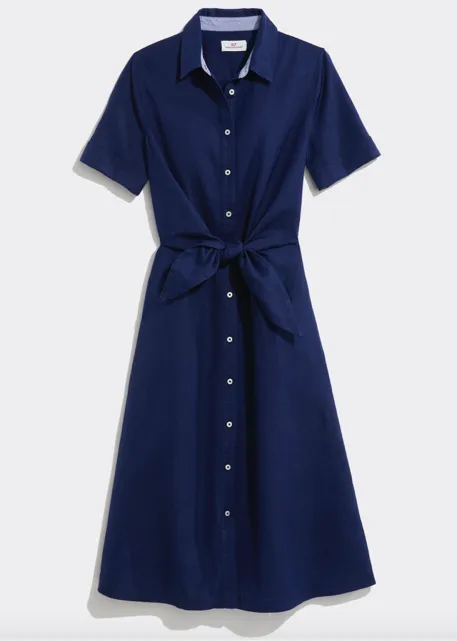 Vineyard Vines Westerly Tie-Front Linen Dress - Deep Bay